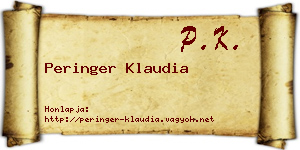 Peringer Klaudia névjegykártya